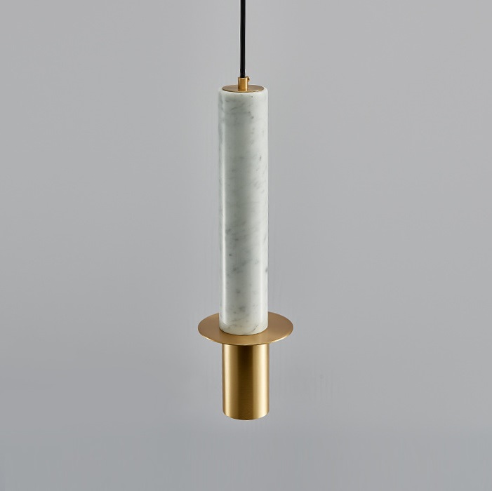 Светильник DZN1-4-96 ЗОЛОТО+БЕЛЫЙ МРАМОР ` D100*300/H1600/1/GU10/50W