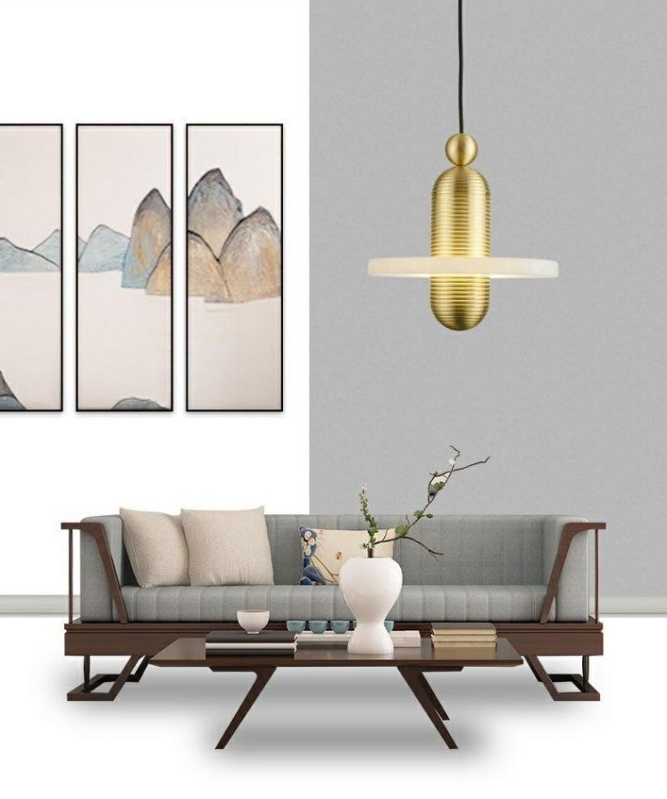 Светильник DZN-65064 БРОНЗА + МРАМОР ` D180/H2000/1/LED/.W/3000K