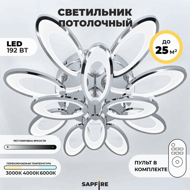 Светильник SPF-9413 CHROME/РОМ ` D750/H110/12/LED/192W DIMMER ПДУ 2.4 24-12