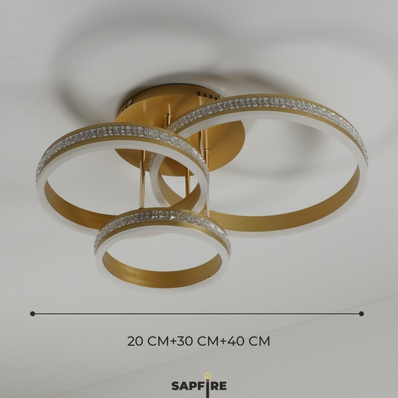 Светильник потолочный SPF-9448 ЗОЛОТО/АЛЮМИНИЙ ` D400+D300+D200/H160/3/LED/W 2.4G INLAY24-07 (1)