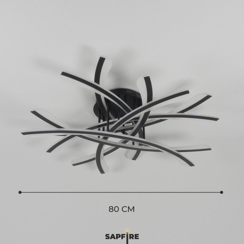 Светильник потолочный SPF-9457 BLACK/ЧЕРНЫЙ ` D800/H100/8/LED/2*136W 2.4G SPIT 24-12 (1 из 2шт в кор