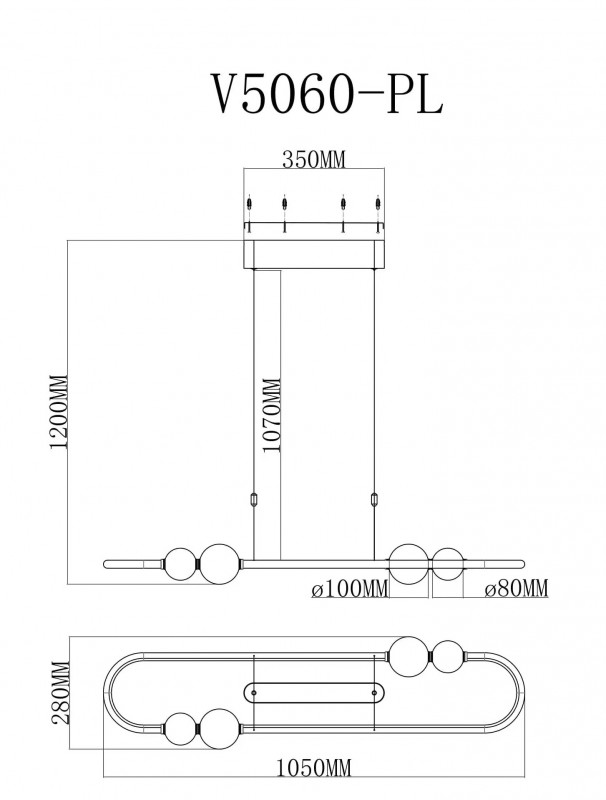 Светильник светодиодный подвесной Moderli V5060-PL Eclipce D1050*280/H1200/1/LED/44W/4500K