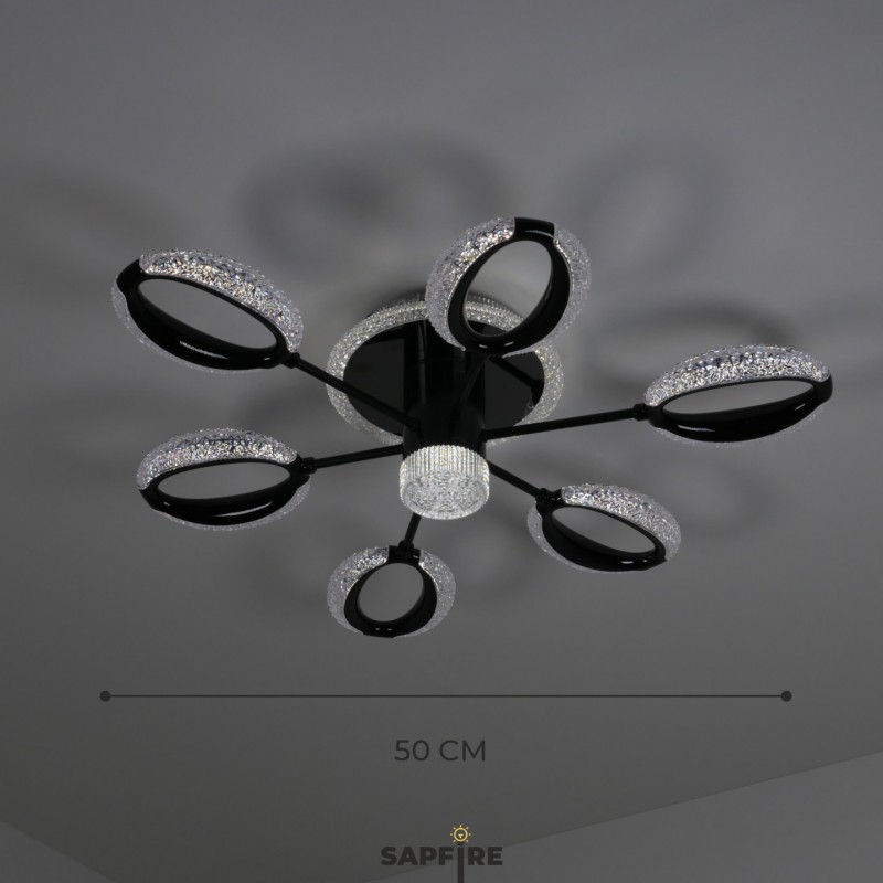 Светильник потолочный SAPFIR SPF-9469 ЧЕРНЫЙ ` 6+1/LED/120W 2.4G LU23-07