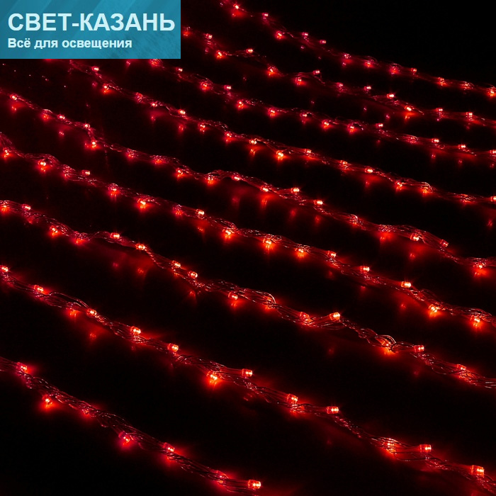 Гирлянда ДОЖДЬ КРАСНЫЙ Ш:2 м, В:1,5 м, нить силикон, LED-400-220V, контр. 8 р, 705962 ПОДАРОК