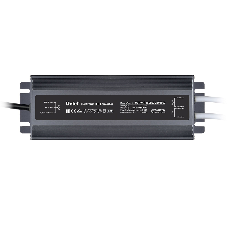 UET-VAF-150B67 24V IP67 2 выхода Uniel Блоки питания для светодиодных ламп и модулей UL-00007578 RSP
