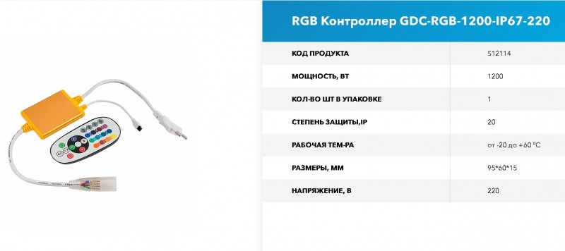 RGB Контроллер GDC-RGB-1200-IP67-220 RSP