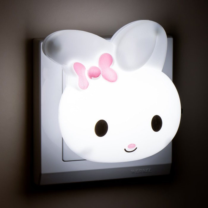 Ночник "Зайчик с бантом" LED белый 8х7х8 см 7586748