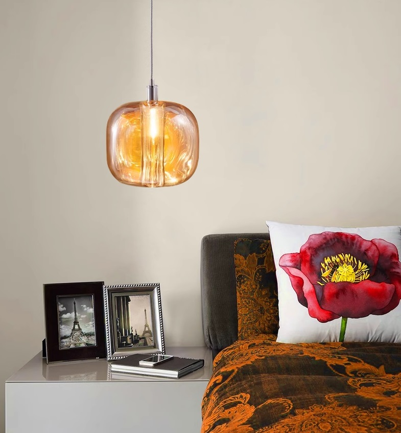 Светильник DZN-44997 РОМ/ЯНТАРНЫЙ ` D130/H1500/1/G4/5W CASCADE янтарное стекло