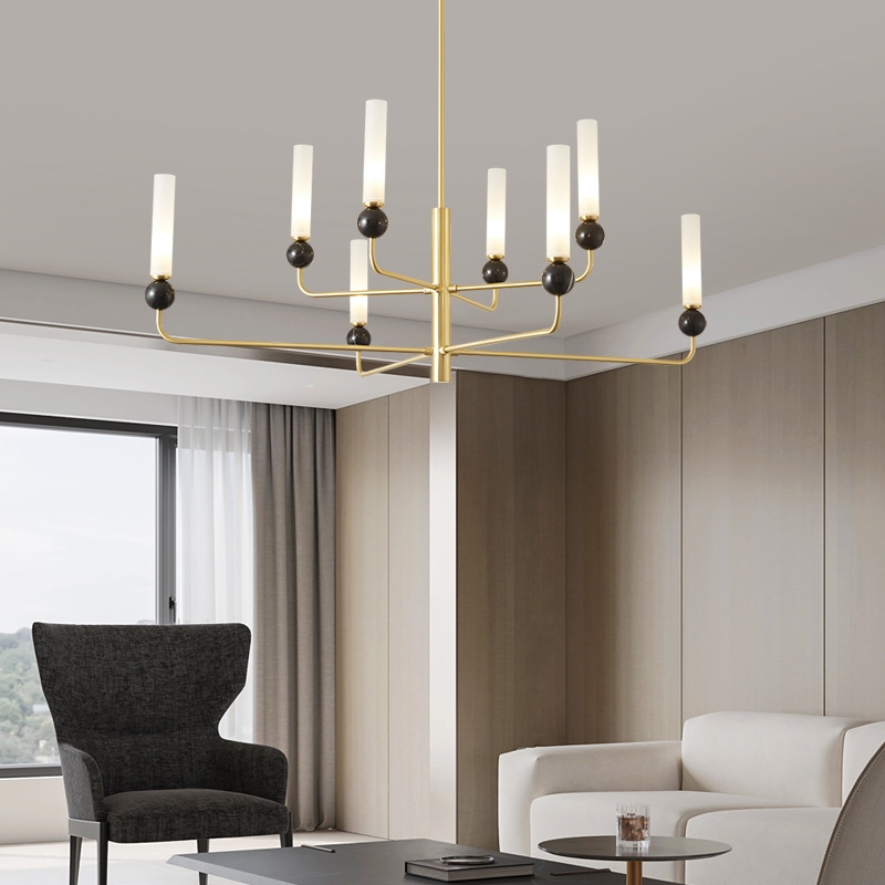 Светильник DZN-13574 ЗОЛОТО + ЧЕРНЫЙ МРАМОР ` D1200/H1150/8/E14/10W