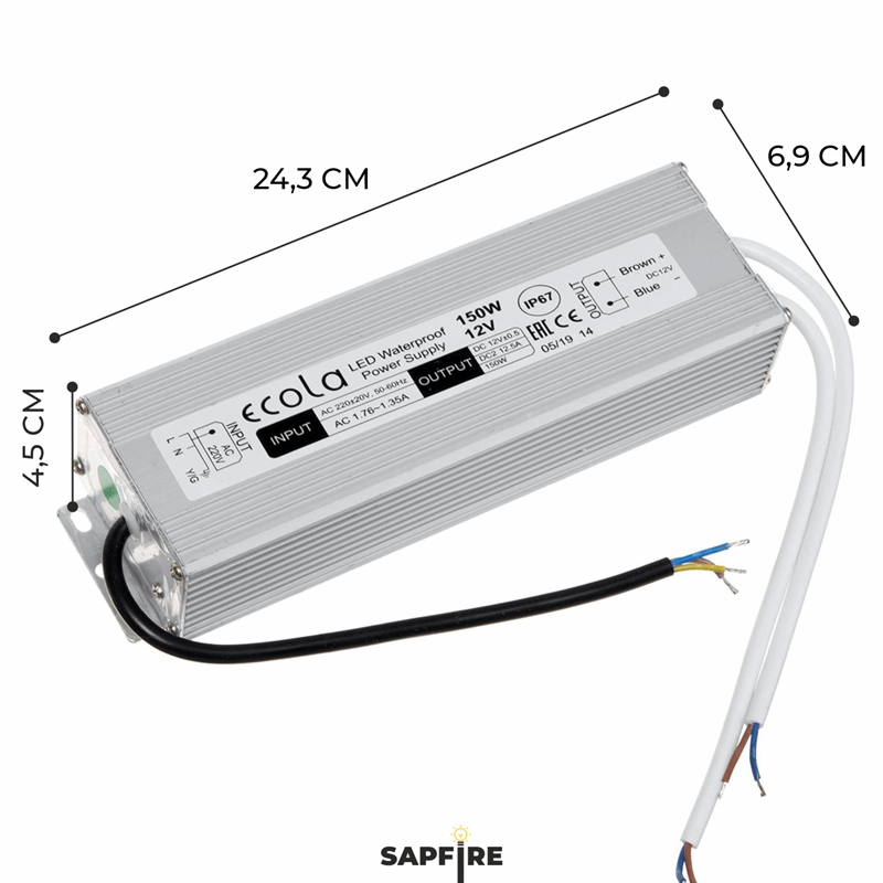 Ecola LED strip Power Supply 150W 220V-12V IP67 блок питания для светодиодной ленты